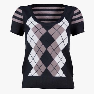 3D Squares Lines Open Neck Pull Top Remastered model