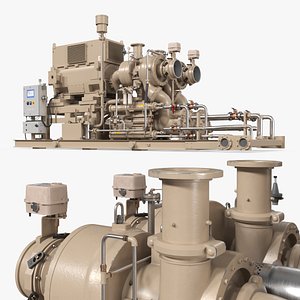 3D Industrial Air Compressor Skid Unit model