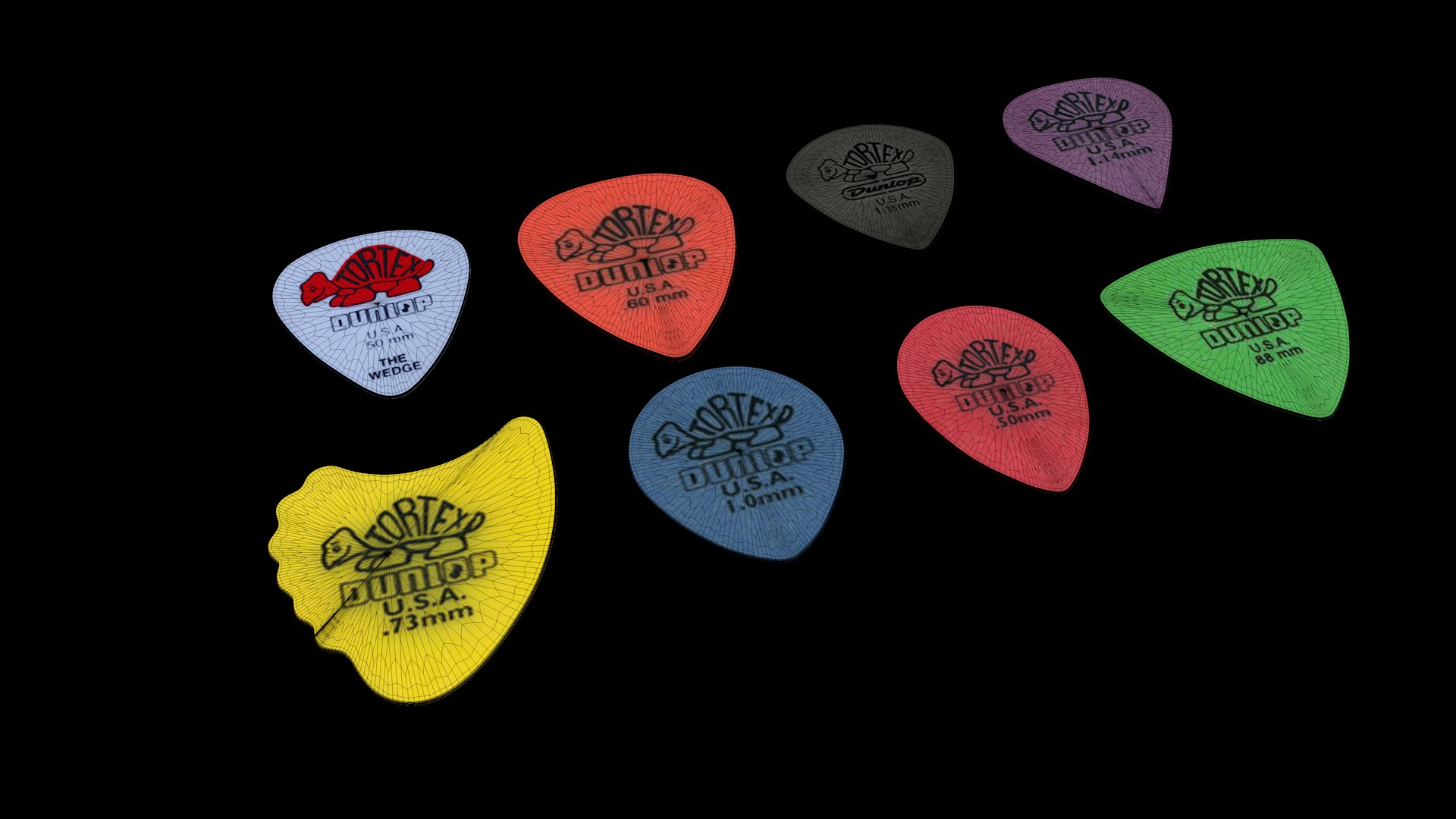3D guitar picks https://p.turbosquid.com/ts-thumb/dQ/TycmTp/KIHGIbiU/guitarpicksdunloptextures06/png/1509684423/1920x1080/fit_q87/36906d19dfea810b2b84f1611b2b9cca6b18ee08/guitarpicksdunloptextures06.jpg