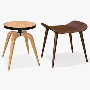 Stool Chair Wooden Modern Collection 3D