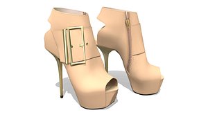 Side Buckle Open Toe Ankle Boots 3D model
