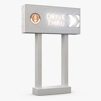 Coffee Shop Drive Thru Sign Light On
