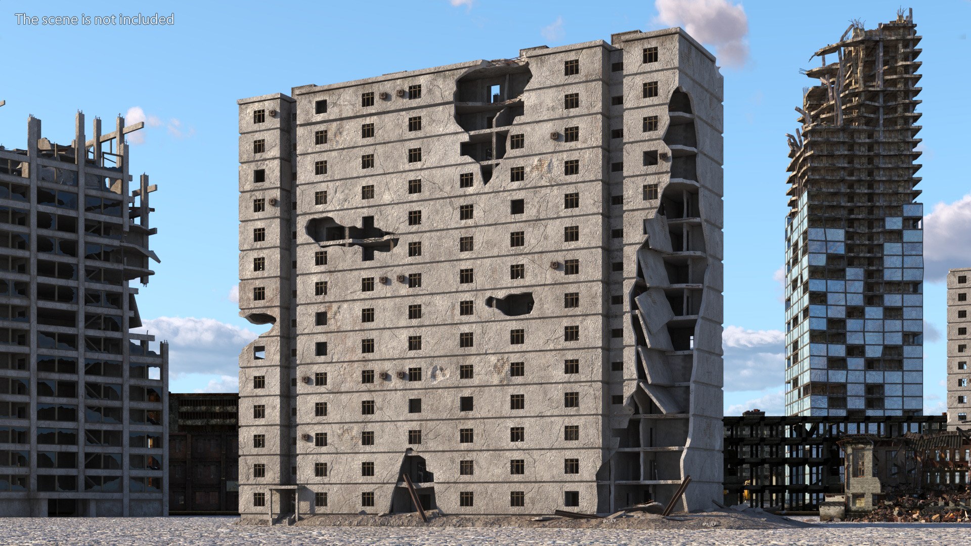 Destroyed Building Constructions Collection 3 3D model preview