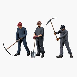 worker pickaxe shovel model
