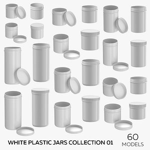 White Plastic Jars Collection 01 - 60 Models 3D model