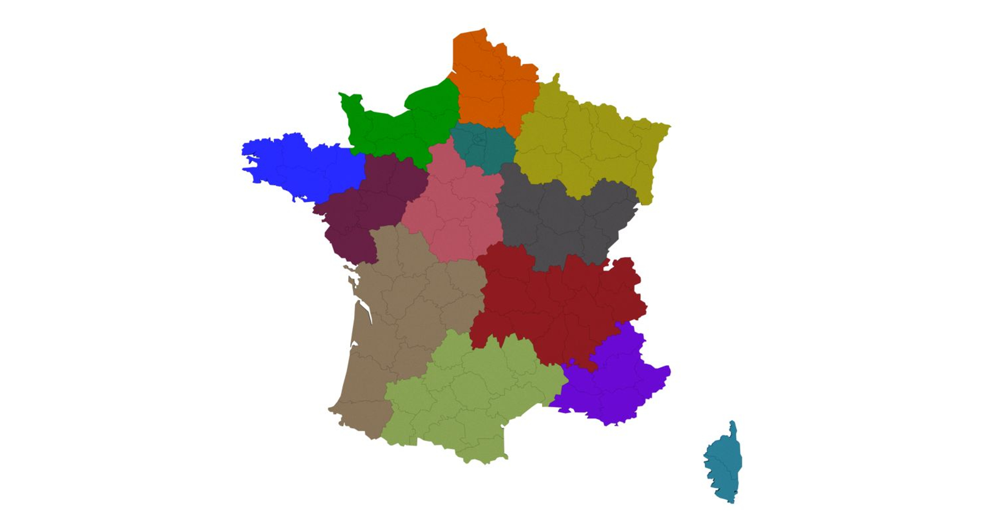 3d Model France Regions Departments