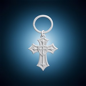 3D model Shield Cross Keychain 3D Printable Model