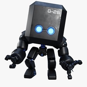 Cute Space Robot Rigged G-26 Matte Back 3D