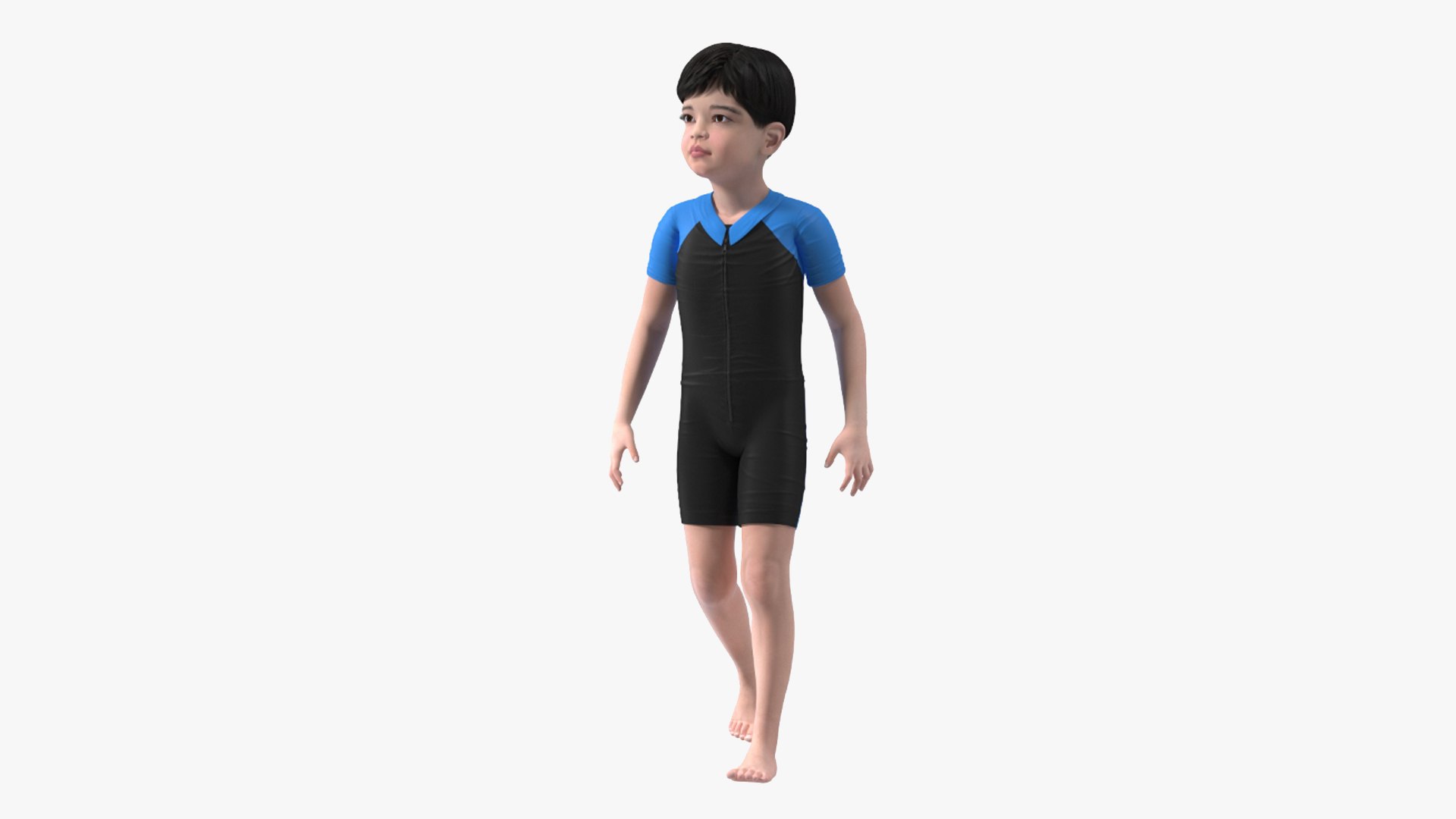 Asian Child Boy Swimwear Rigged for Modo 3D model preview