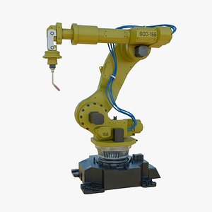 3D Industrial Welding Robot Yellow Clean