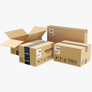Detailed Cardboard Boxes Collection 3D