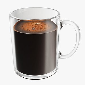 Glass transparent coffee mug with handle 06 3D model