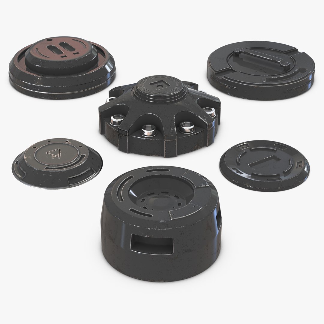 Industrial End Caps 3D Models Set 3D model preview