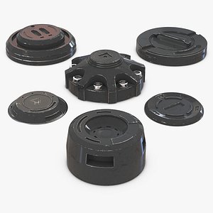 industrial end caps set 3d model