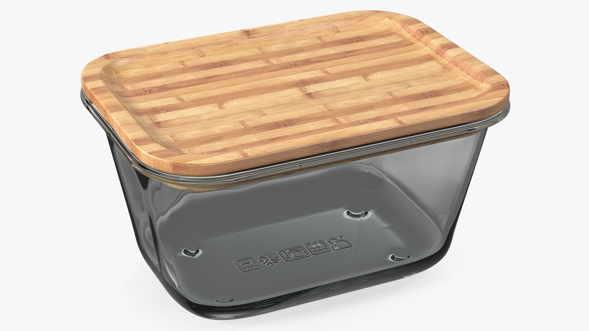 Rectangular Glass Food Container with Bamboo Lid 1800ml 3D model preview