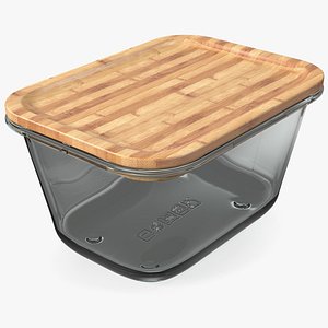 Rectangular Glass Food Container with Bamboo Lid 1800ml