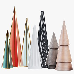 Miniature Tree Ornaments - Christmas Decoration Set 3 3D model