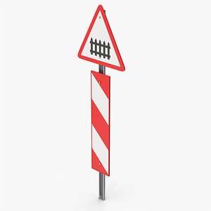 Level Crossing With Gate Or Barrier Road Sign 3D