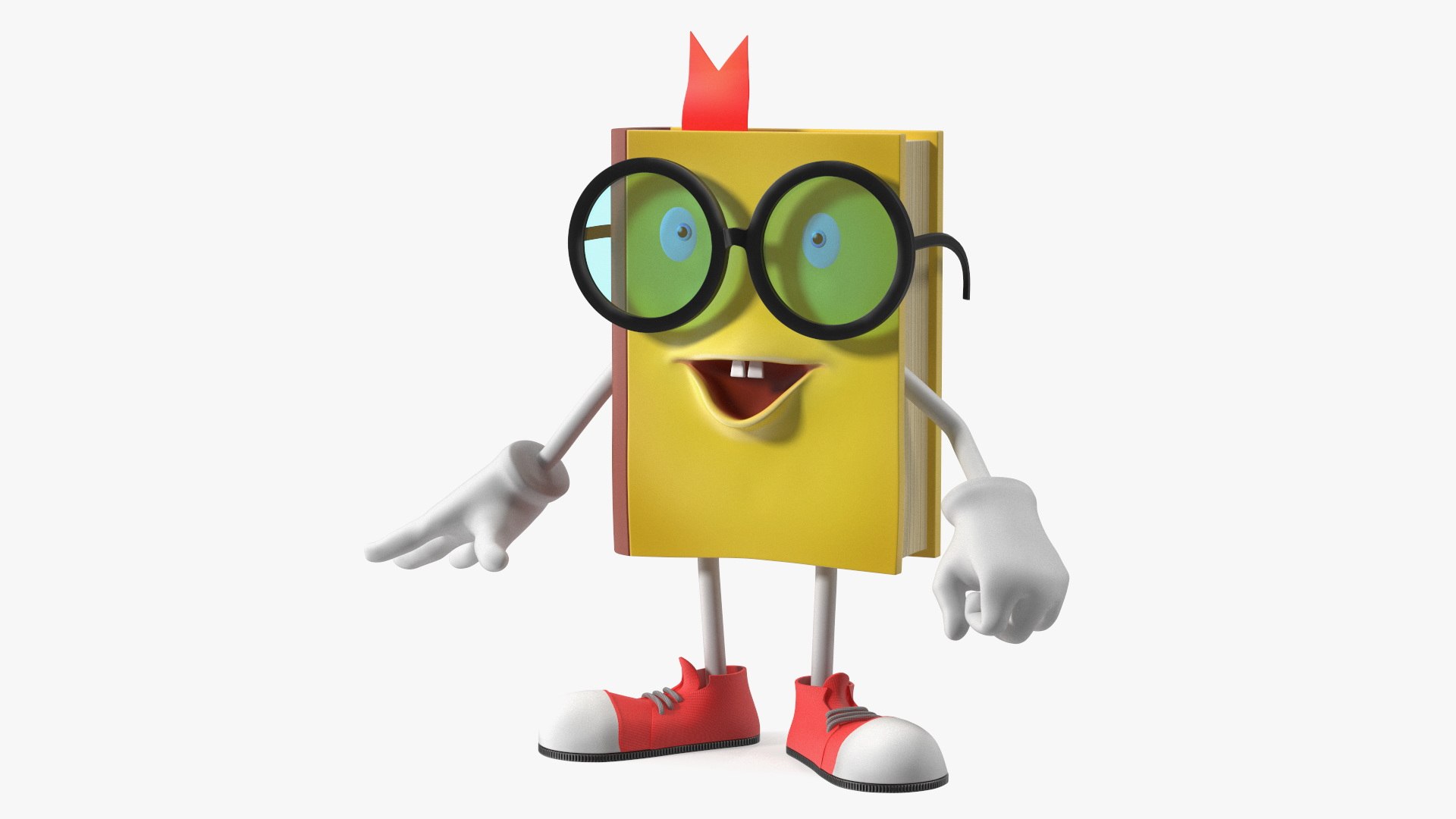 Toon Yellow Book Character Standing Pose 3D model preview