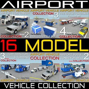 16 airport vehicles collections 3d model