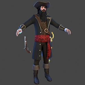 3D pirate captain man model