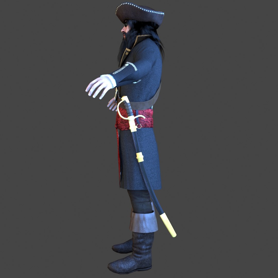 Pirate captain with hook and eye with sword (6) - Wargaming3D