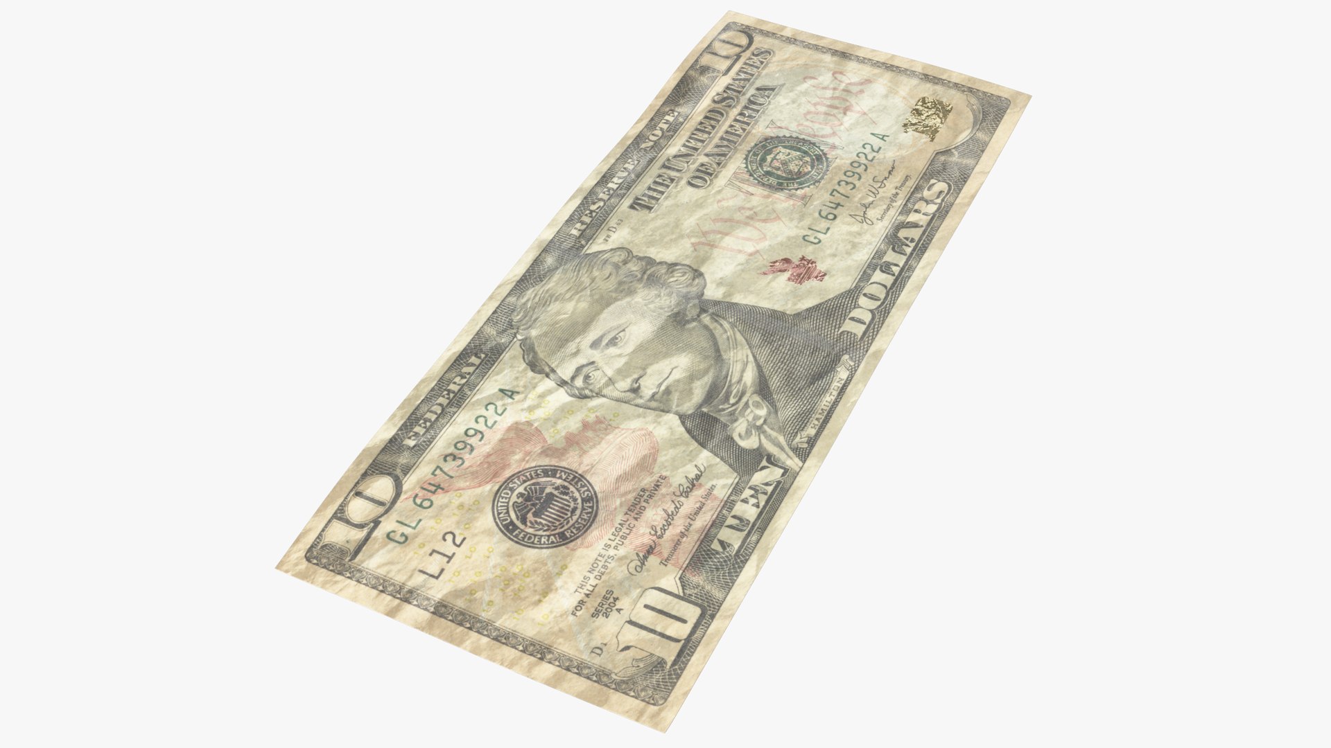 3D dollar bill crumpled - TurboSquid 1594465