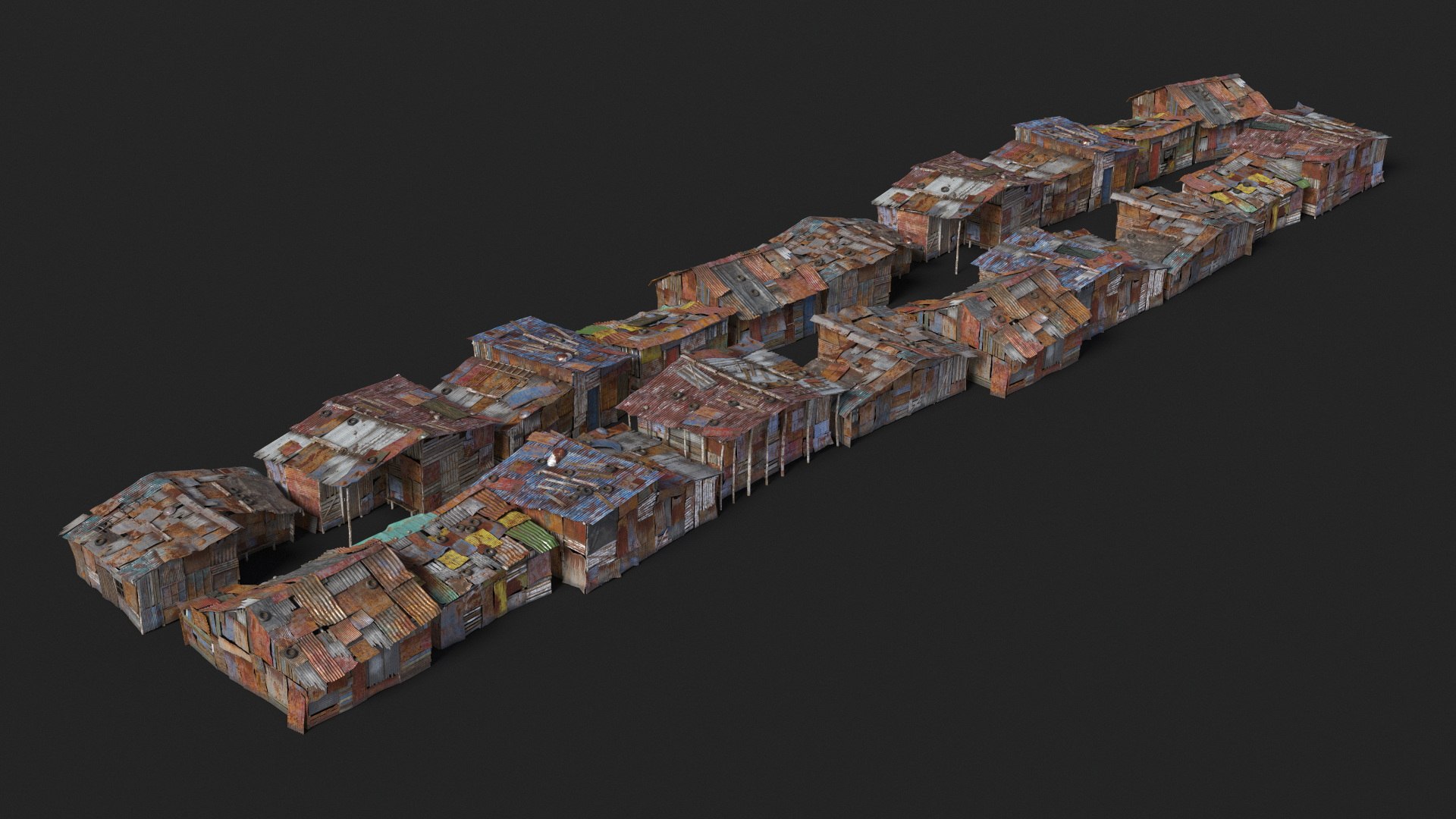 3D Linear Slum Row Housing Model - TurboSquid 2330066