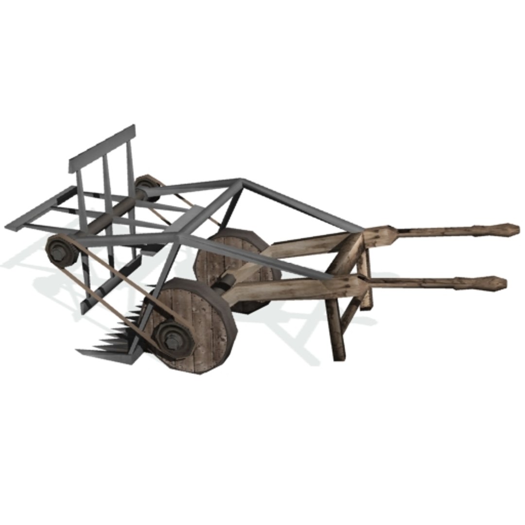 3d Model Historical Reaping Machine Harvesting