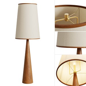 3D Bruna Walnut Wood and Linen Floor Lamp