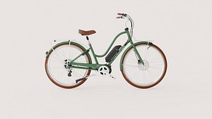 Racing Green Step-Through Electric Commuter Bicycle 3D model