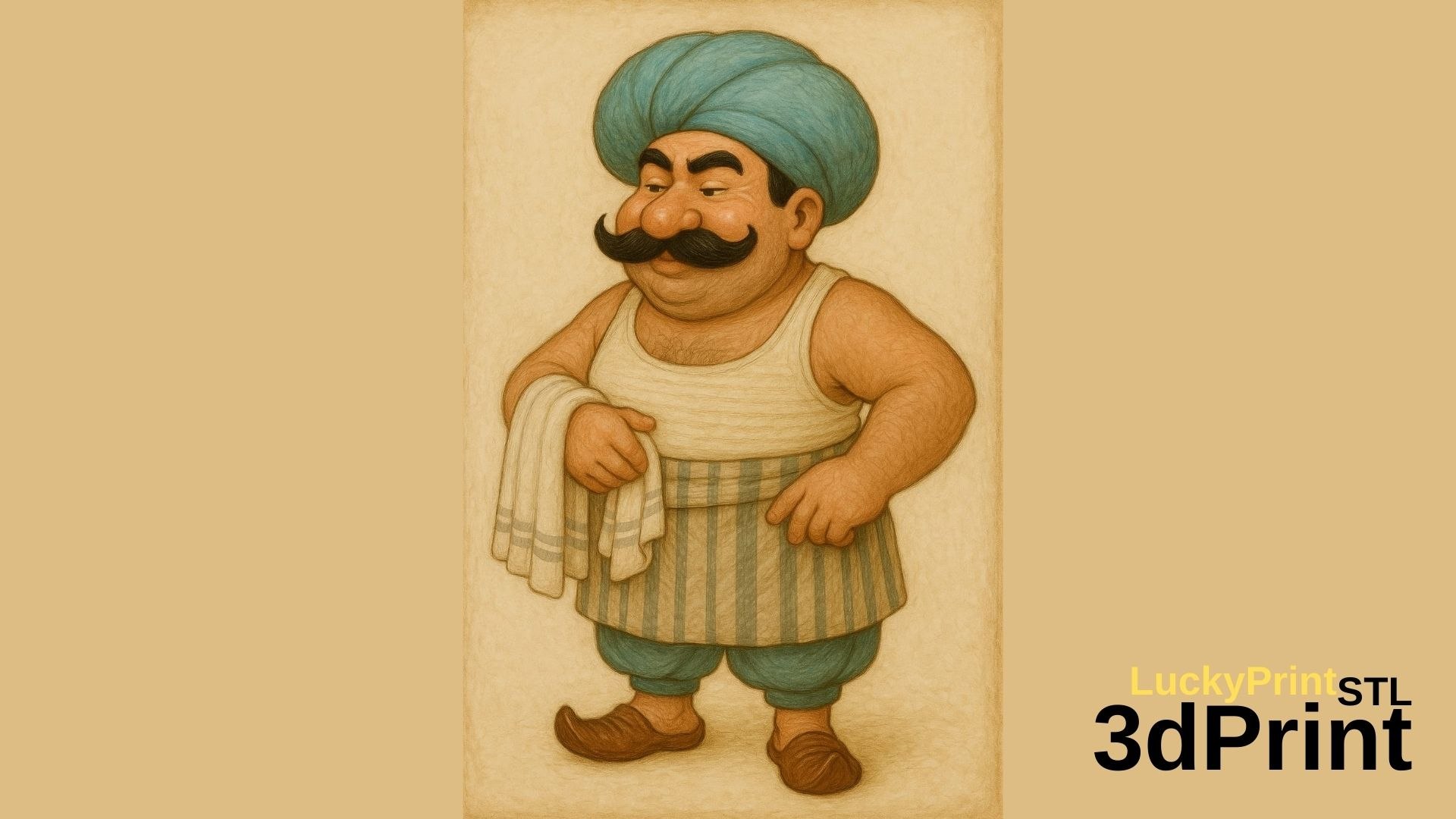 Ottoman Tellak Figurine Traditional Bath Attendant 3D Model STL Format ...