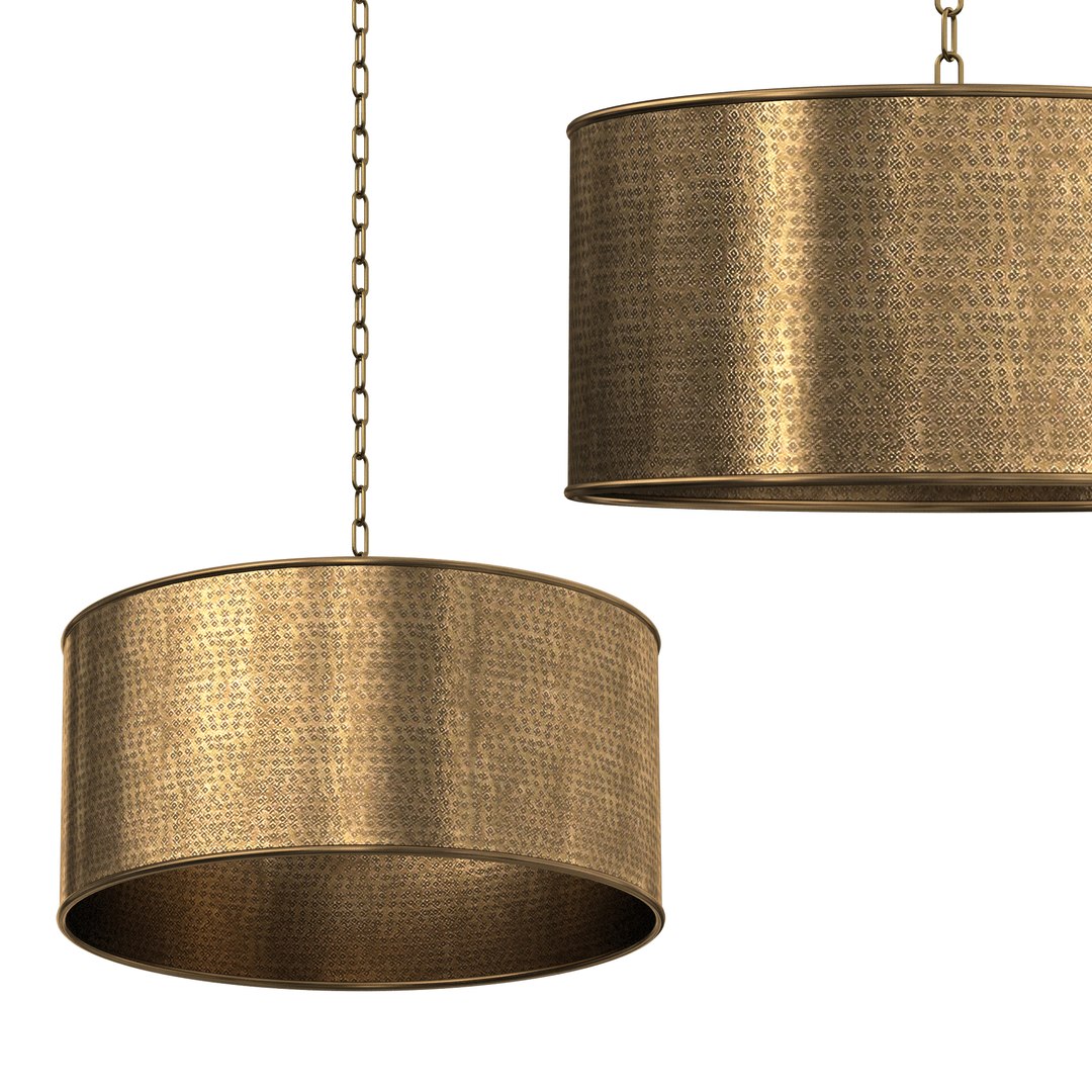 3D Hammered Brass Drum Shade Pendant model TurboSquid 2059843