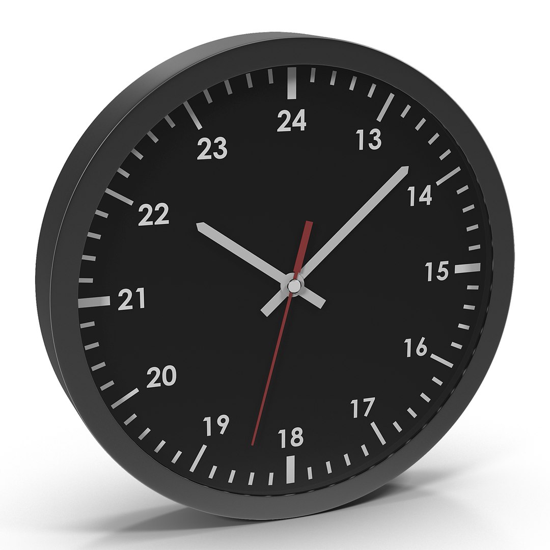Office Clock Black 3D Model 3D model preview