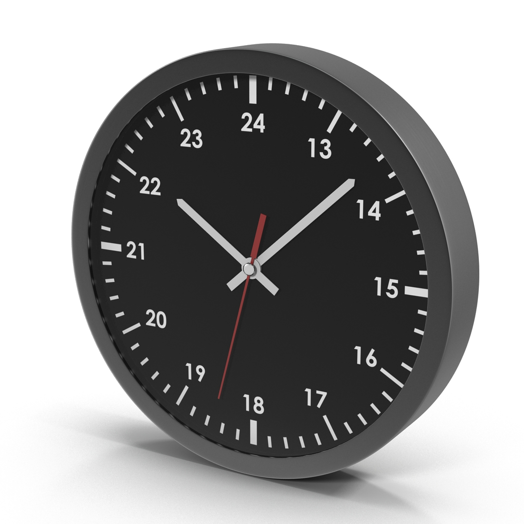 Office Clock Black 3d Model