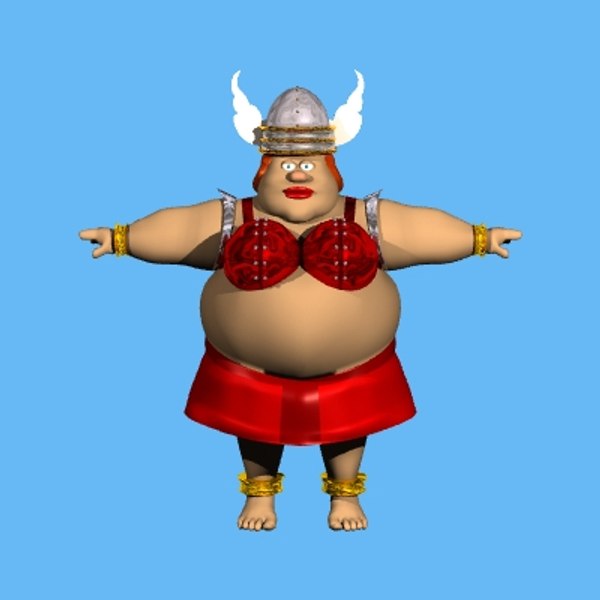3d cartoon character fat female model