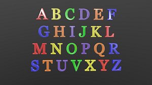 Sans Alphabats A to Z 3D Model AR VR Low-poly 3D model