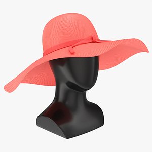 3D Store display mannequin head with Floppy hat model