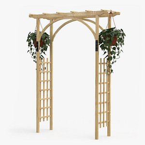 Garden Arch Trellis with Climbing Plants in Hanging Pots