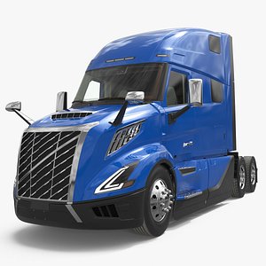 Aerodynamic Sleeper Cab Tractor Unit Blue Simplified