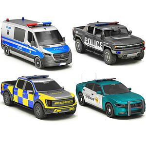 Police cars pack 4 3D