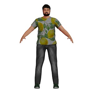 3D fat white man character