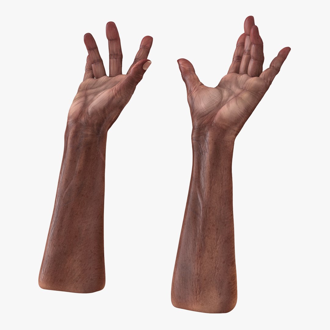 Old African Man Hands 2 Pose 3 3D Model 3D model preview