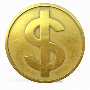 gold dollar coin and sign