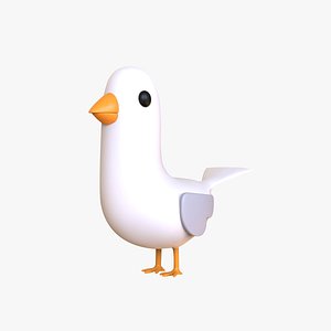 Low Poly - Cartoon Seagull Rigged 3D