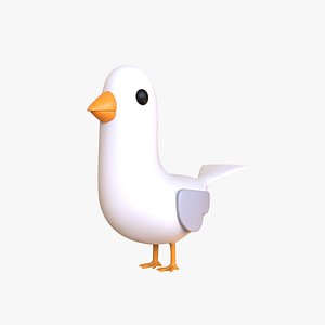 Low Poly - Cartoon Seagull Rigged