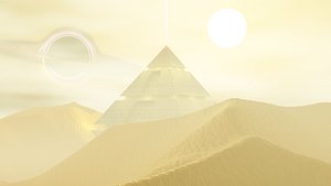 3D Futuristic Pyramid with little scene model
