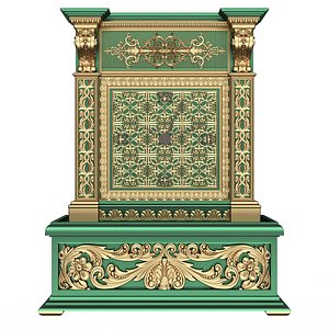 3D Casket Clock Carved 04 Green model