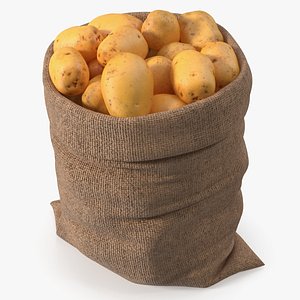 3D Open Storage Sack With Potatoes