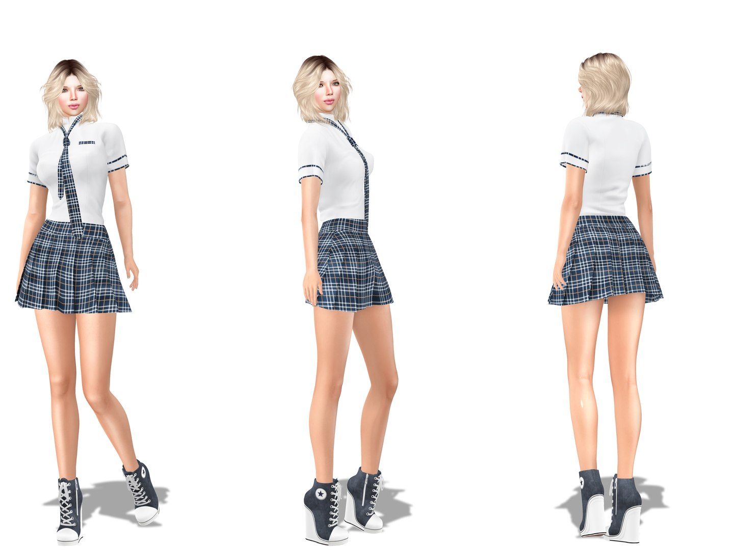 School Girl Tie Top, Skirt & G-String Set main image 1